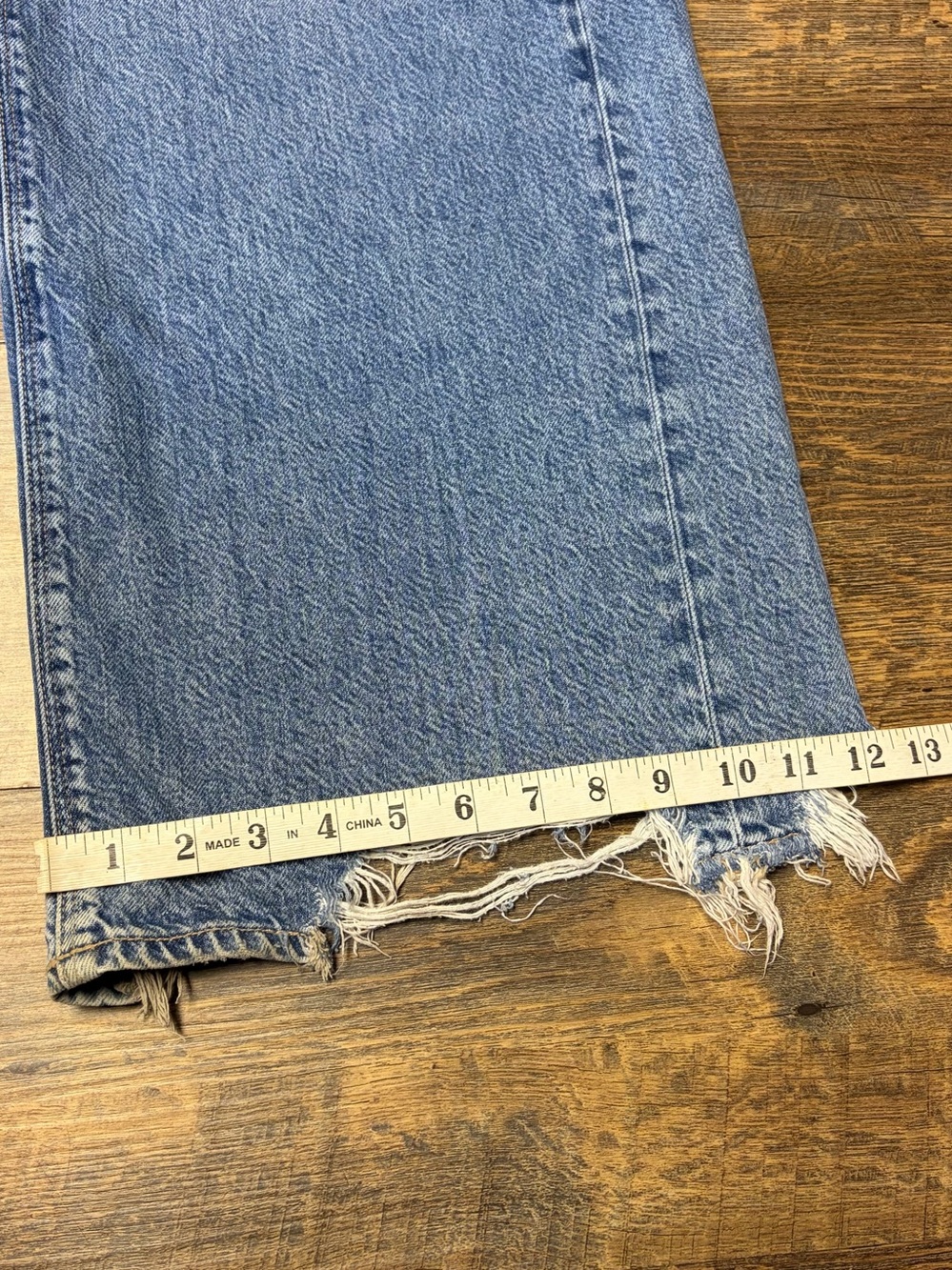 American Eagle Super High Rise Baggy Wide Leg Jeans Women's 14 Distressed - Picture 2 of 9